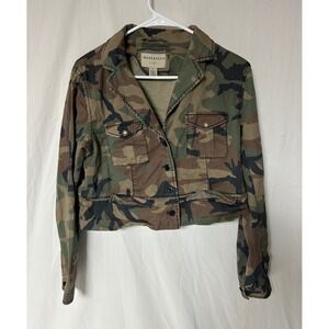 Marrakec Anthropologie Women's Camo Cropped Utility Jacket Green Military Small